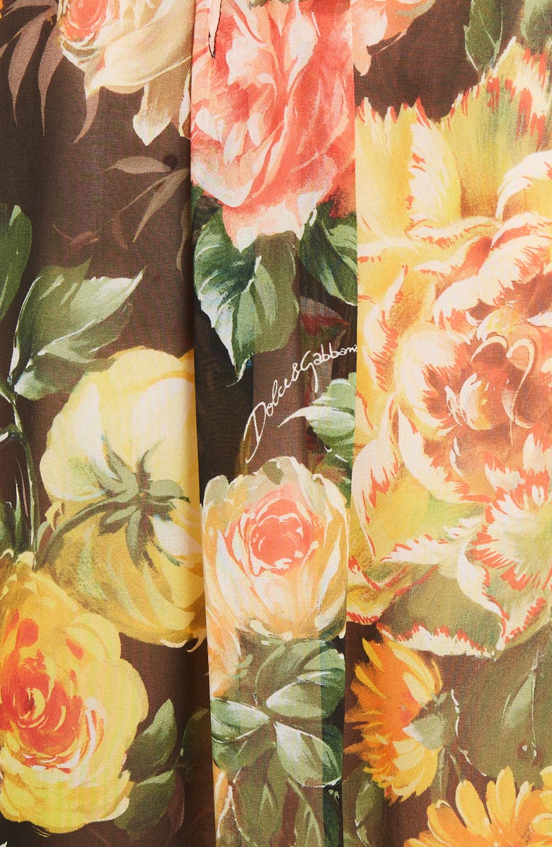 Dolce&Gabbana Floral Print Tie Neck Chiffon Blouse, Alternate, color, 