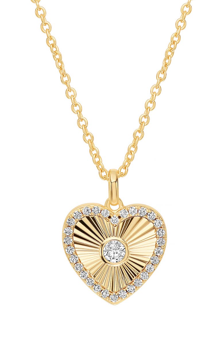 ATHRA LUXE Dolce Sole Fluted Heart Cubic Zirconia Pendant Necklace, Alternate, color,