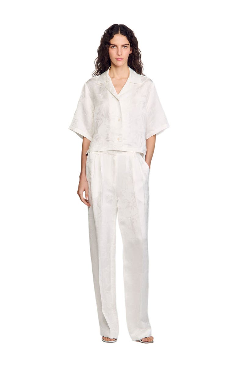 SANDRO Cropped shirt with jacquard flowers, Alternate, color, 