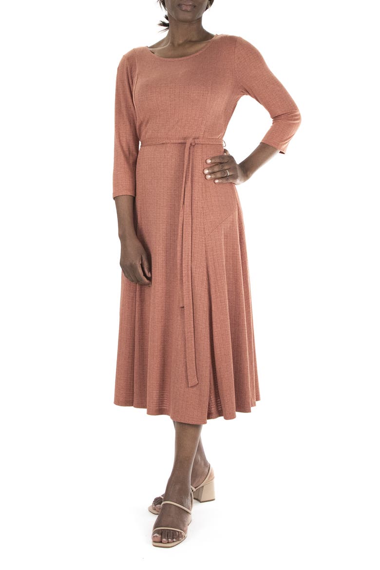 Sylvia Belted Knit Midi Dress, Main, color, RUST