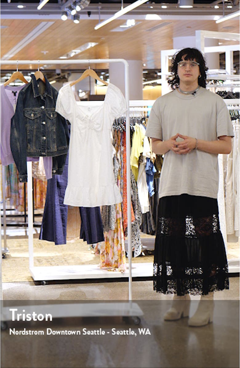 Eyelet Cutout Puff Sleeve Dress, sales video thumbnail