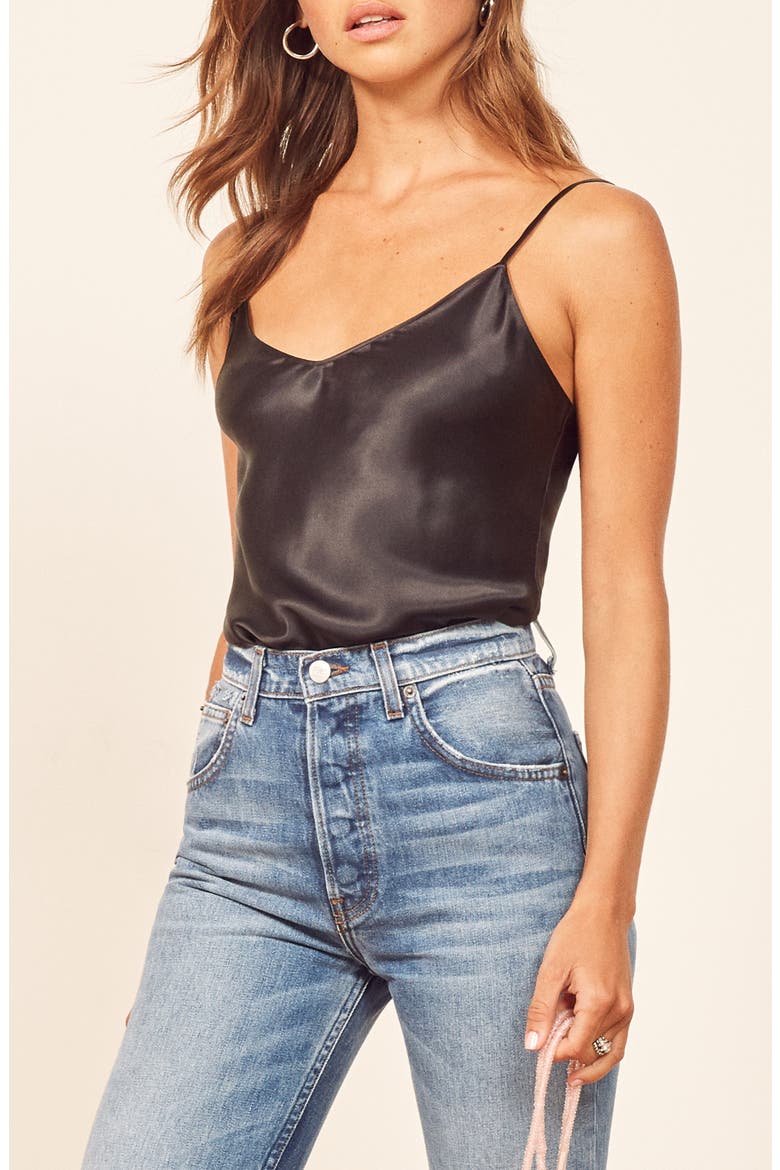 Teddy Silk Cami, Alternate, color, BLACK