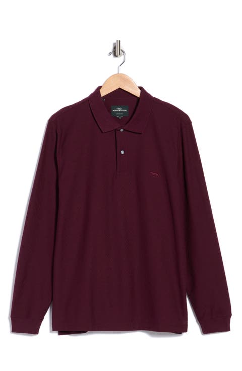Long Sleeve Cotton Jacquard Polo