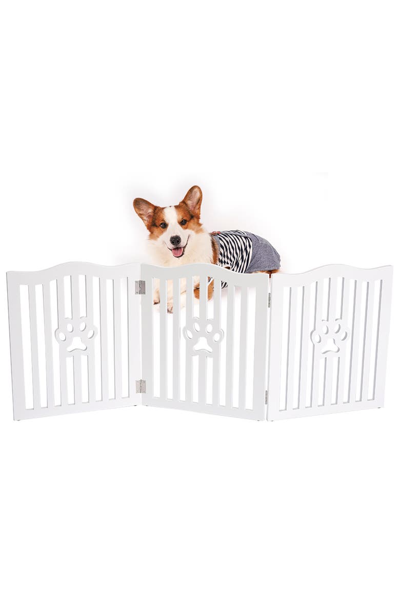 Wooden Free Standing Pet Gate for Small Dogs and Cats, Alternate, color, Multicolored