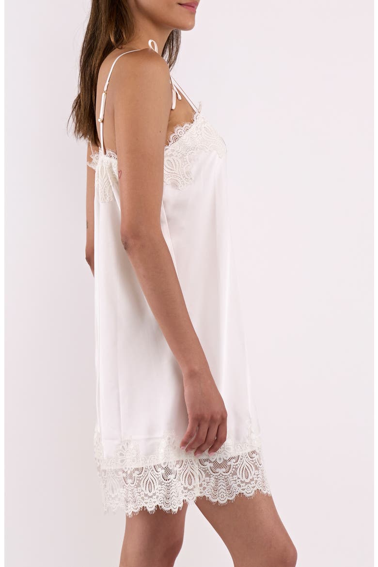 Celeste Lace Trim Chemise, Alternate, color, IVORY