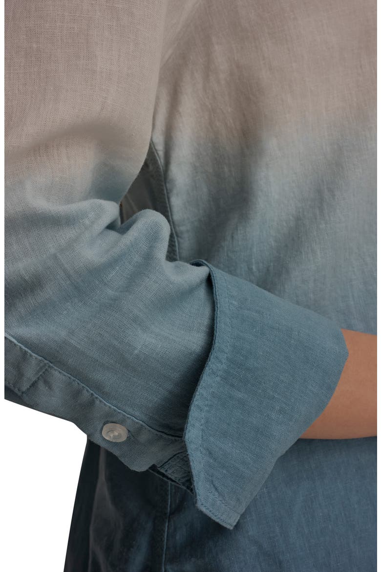 Dip Dye Linen Blend Woven Shirt, Alternate, color, WASHED INDIGO DYE