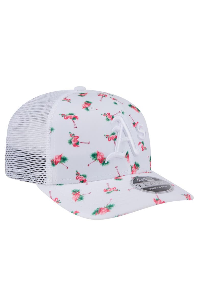 New Era Men's New Era  White Athletics Flamingo Mesh Back 9SEVENTY Stretch-Snap Hat, Alternate, color, White