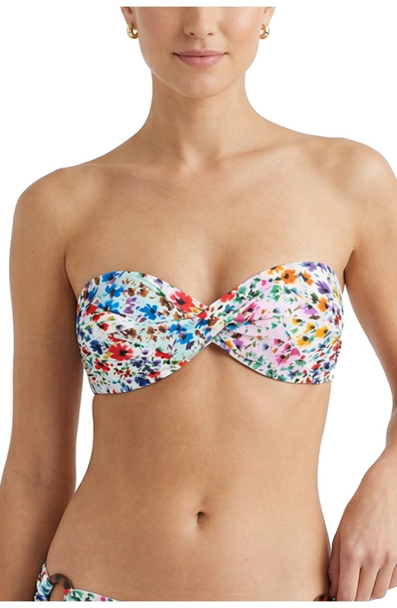Change of Scenery Loryn Twist Bandeau Bikini Top, Main, color, Wildflower Patch