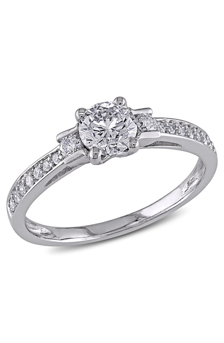 Julianna B. Diamond Bar Set 3-Stone Engagement Ring 14k, Main, color,