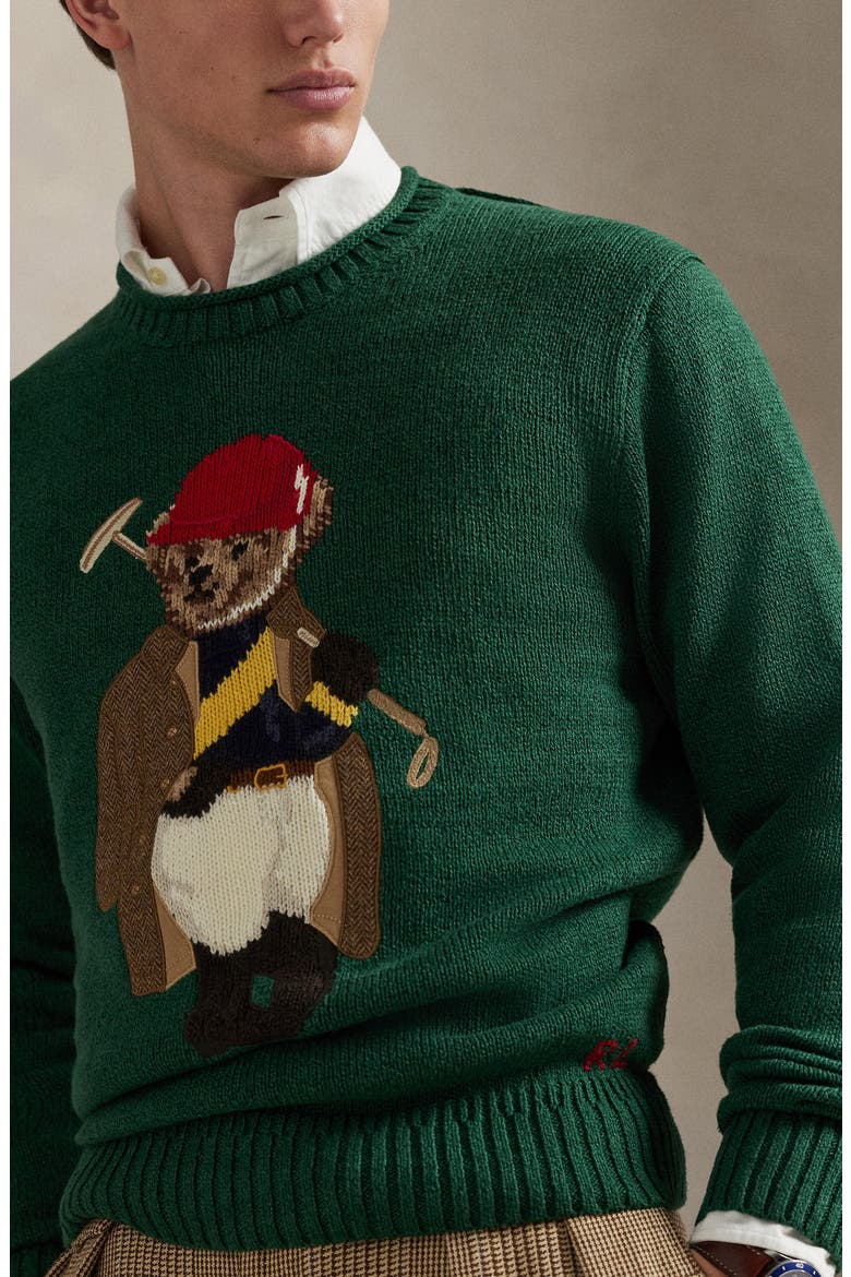Polo Bear Roll Crewneck Sweater, Alternate, color, NEW FOREST