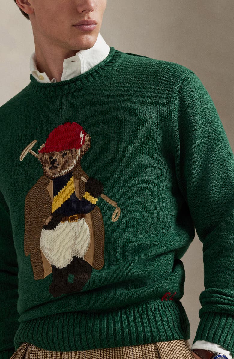 Polo Ralph Lauren Polo Bear Roll Crewneck Sweater, Alternate, color, New Forest