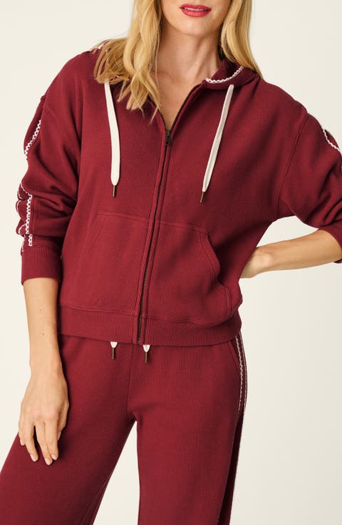 Waffle Knit Full Zip Hoodie