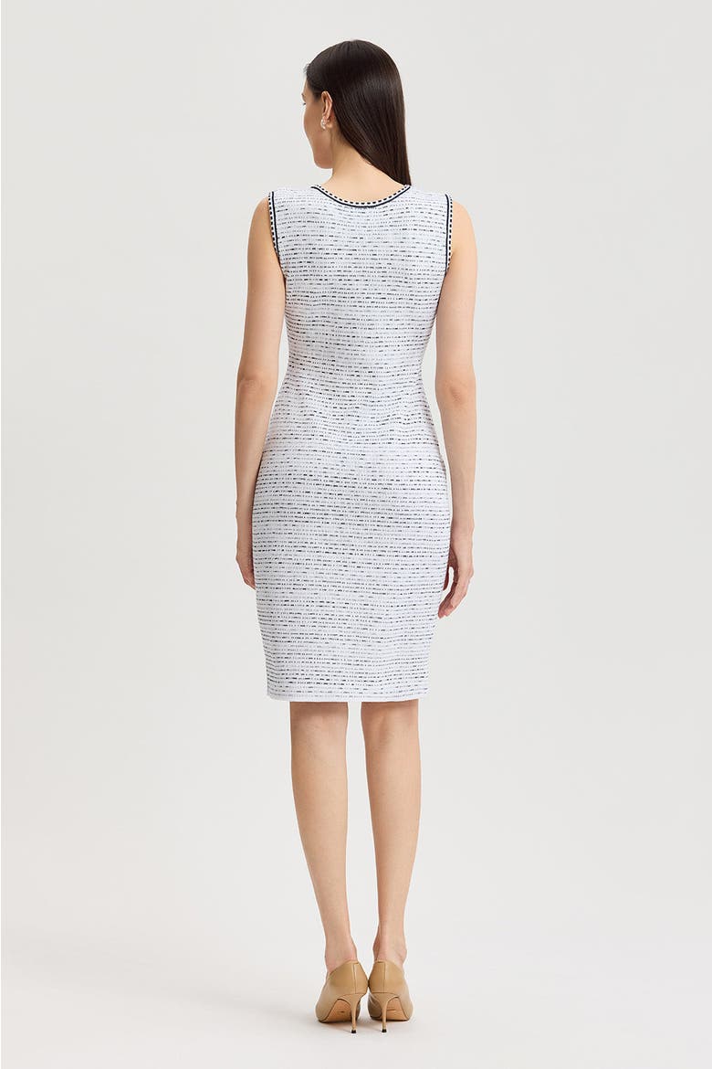 Soft Knit Knee-Length Sheath Dress, Alternate, color, White/Indigo