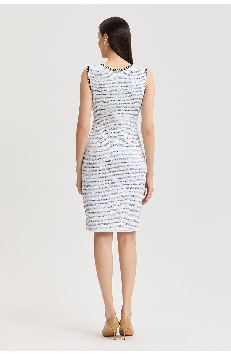 Ming Wang Soft Knit Knee-Length Sheath Dress, Alternate, color, White/Indigo