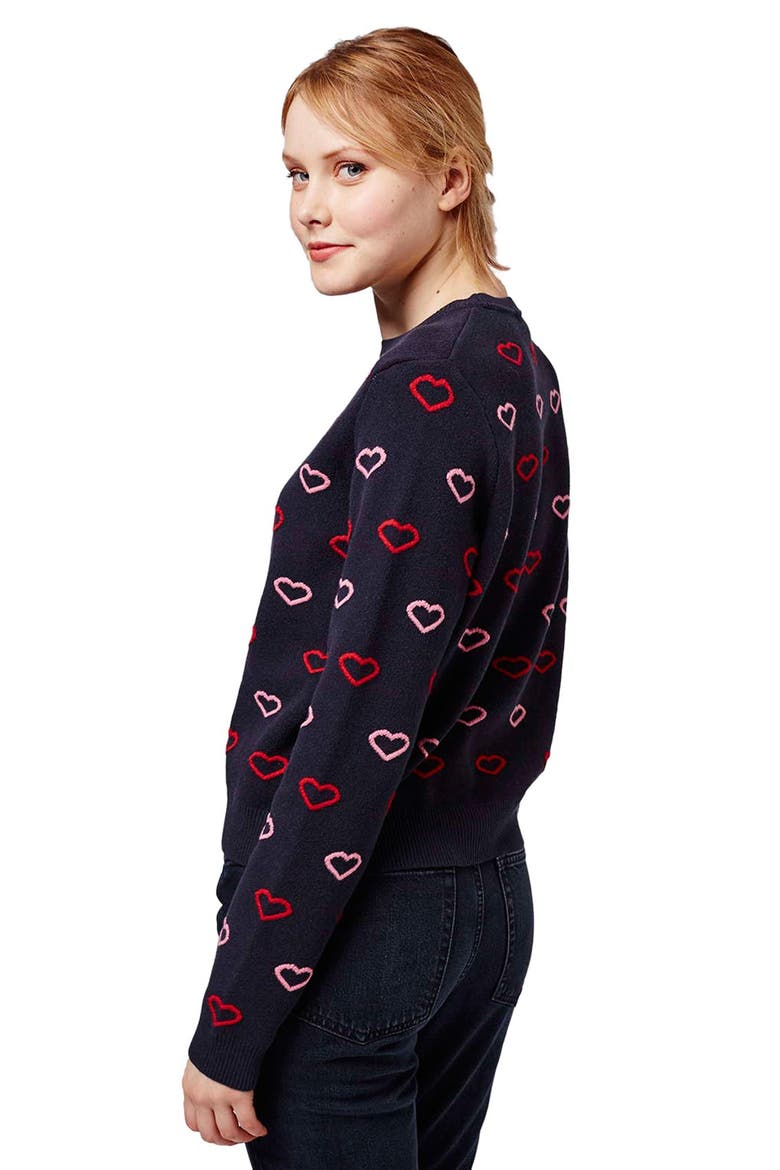 Embroidered Heart Sweater, Alternate, color, NAVY BLUE