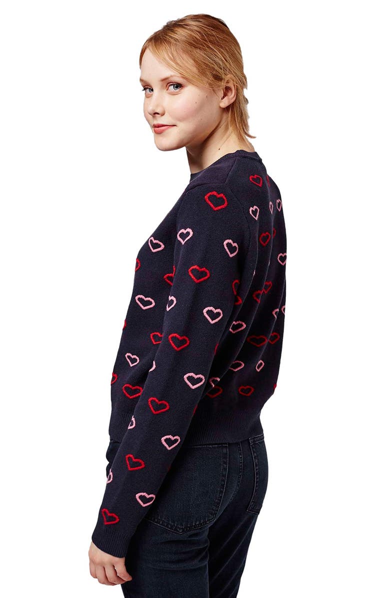 Topshop Embroidered Heart Sweater, Alternate, color,