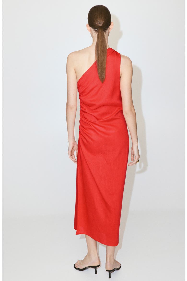Asymmetrical Pleated Midi Dress, Alternate, color, ORANGE