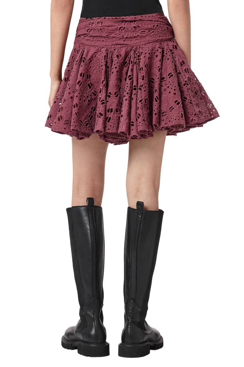 Dotty Pleated Eyelet Miniskirt, Alternate, color, RASPBERRY PINK