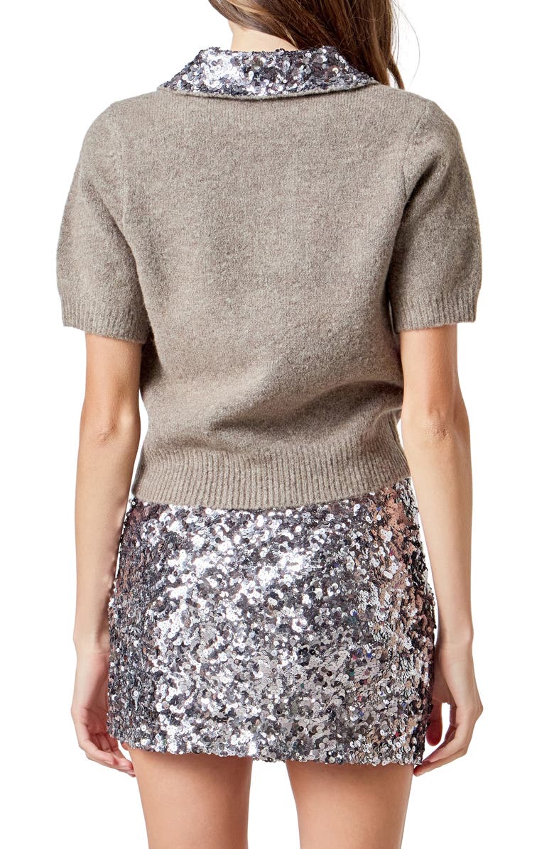 Endless Rose Sequin Collar Short Sleeve Sweater, Alternate, color,