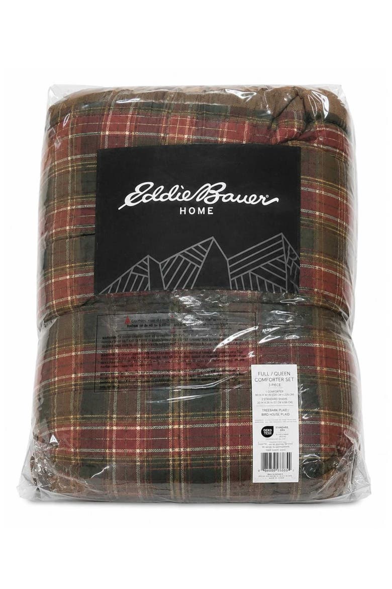 Treebark Plaid Reversible Comforter Set, Alternate, color, RED/ BROWN/ GREEN
