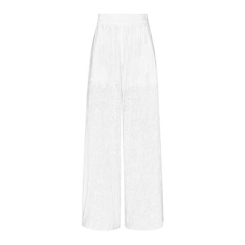 Women Viscose Elastic Waist Pants Seashells