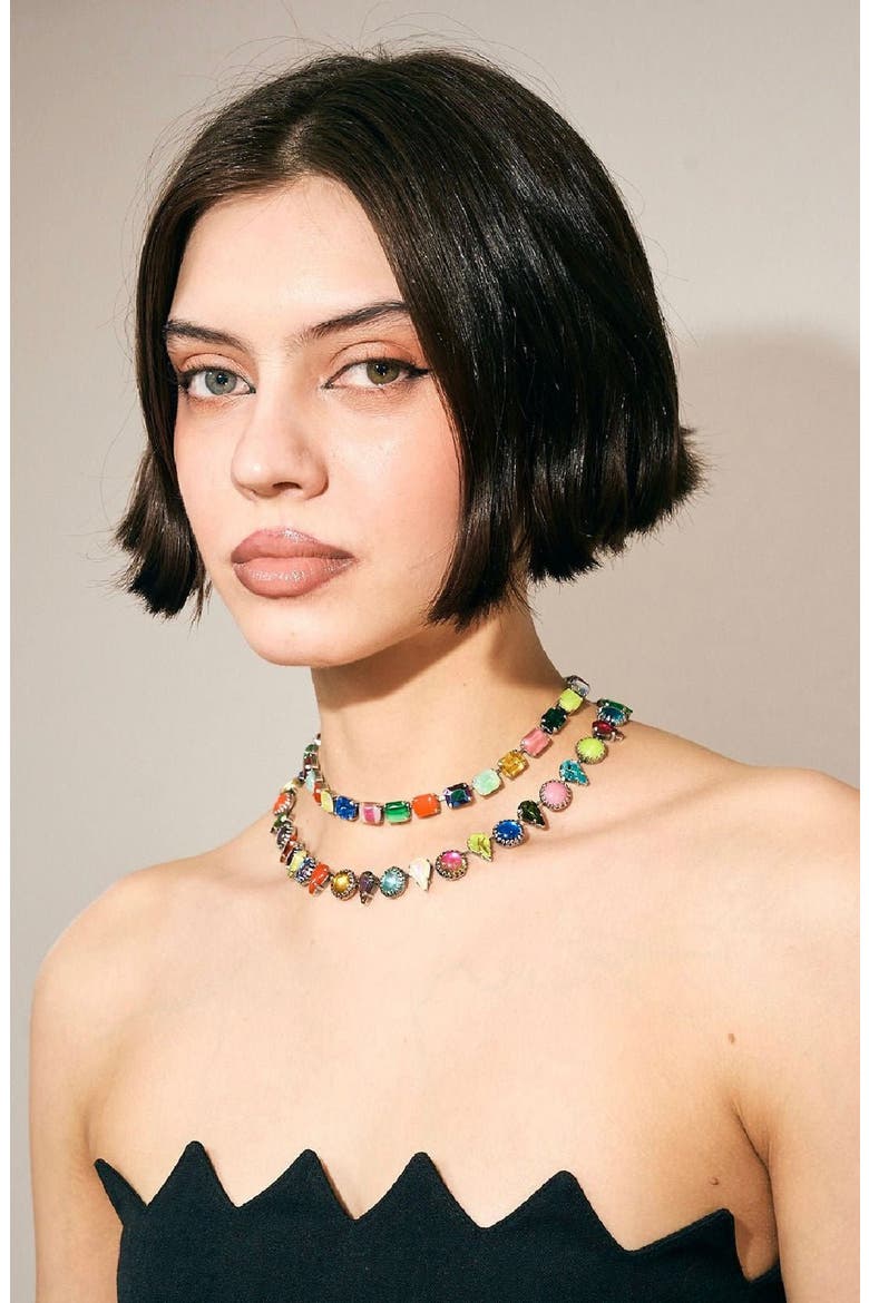 Kaleidoscope Layering Choker, Alternate, color, Silver