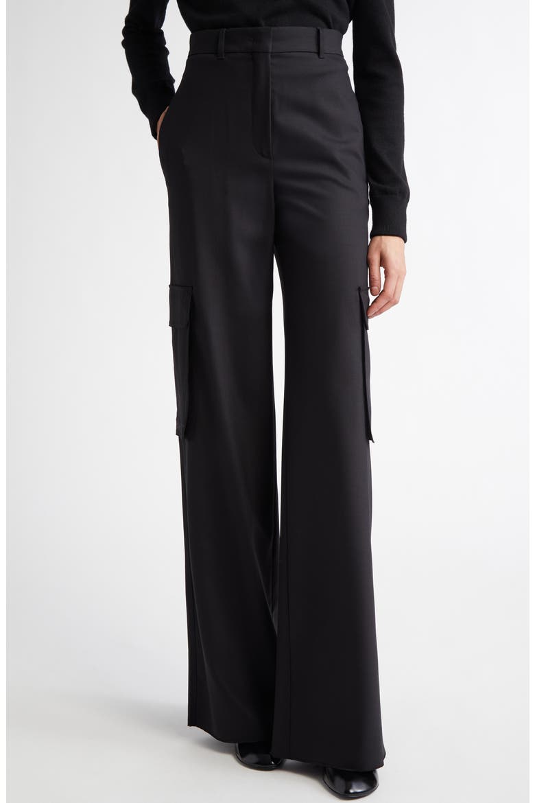 Ghiera Stretch Virgin Wool Cargo Pants, Main, color, BLACK