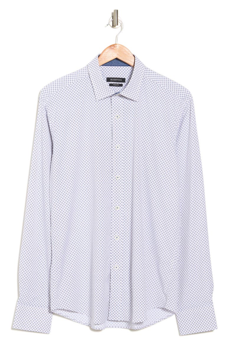 Circle Print Long Sleeve Performance Shaped Fit Shirt, Alternate, color, SNOW