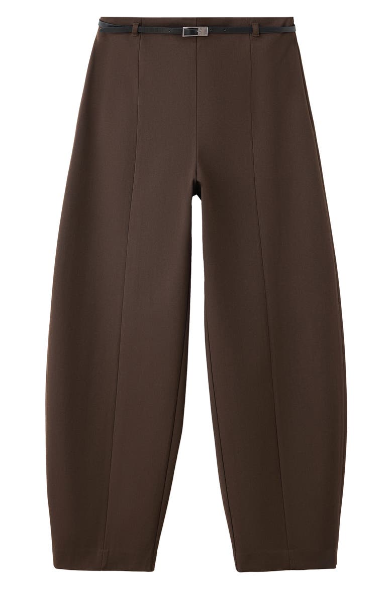 Balloon Crop Pants with Buckle Belt, Main, color, BROWN