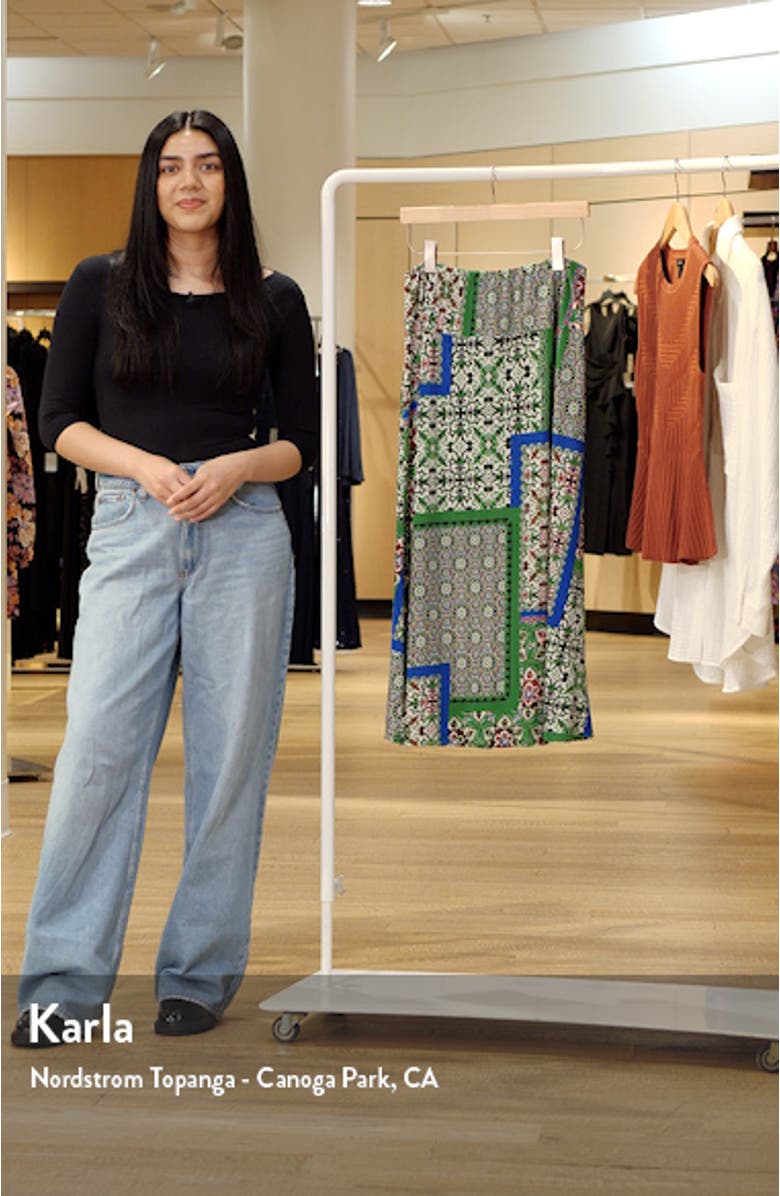 Scarf Print Jersey Maxi Skirt, sales video thumbnail
