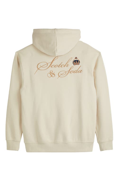 Scotch & Soda Logo Fleece Hoodie In Neutral