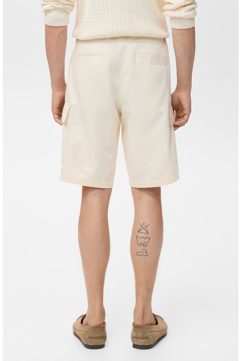 Cotton Blend Bermuda Cargo Shorts, Alternate, color, ECRU