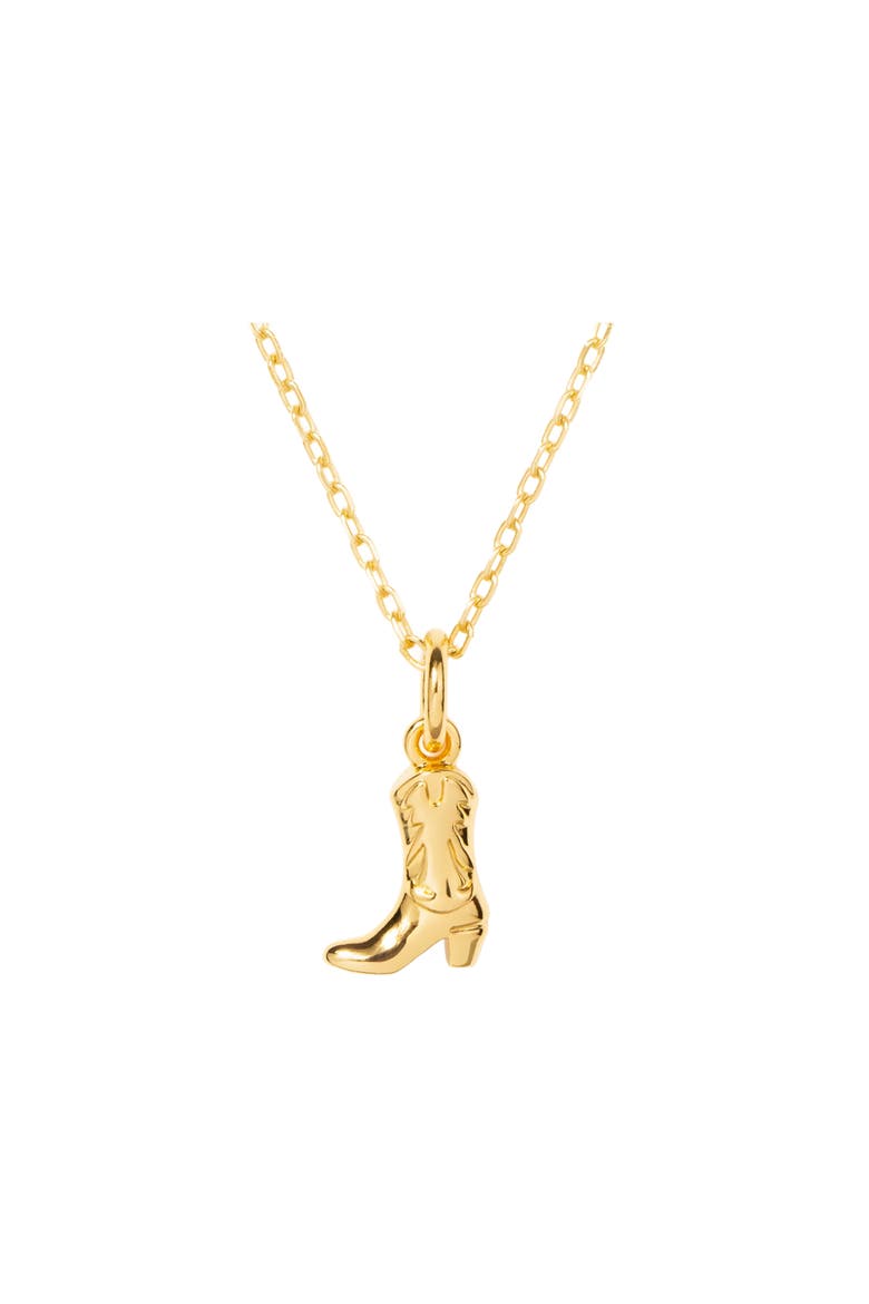 Cowgirl Boot Charm Necklace, Alternate, color, Gold