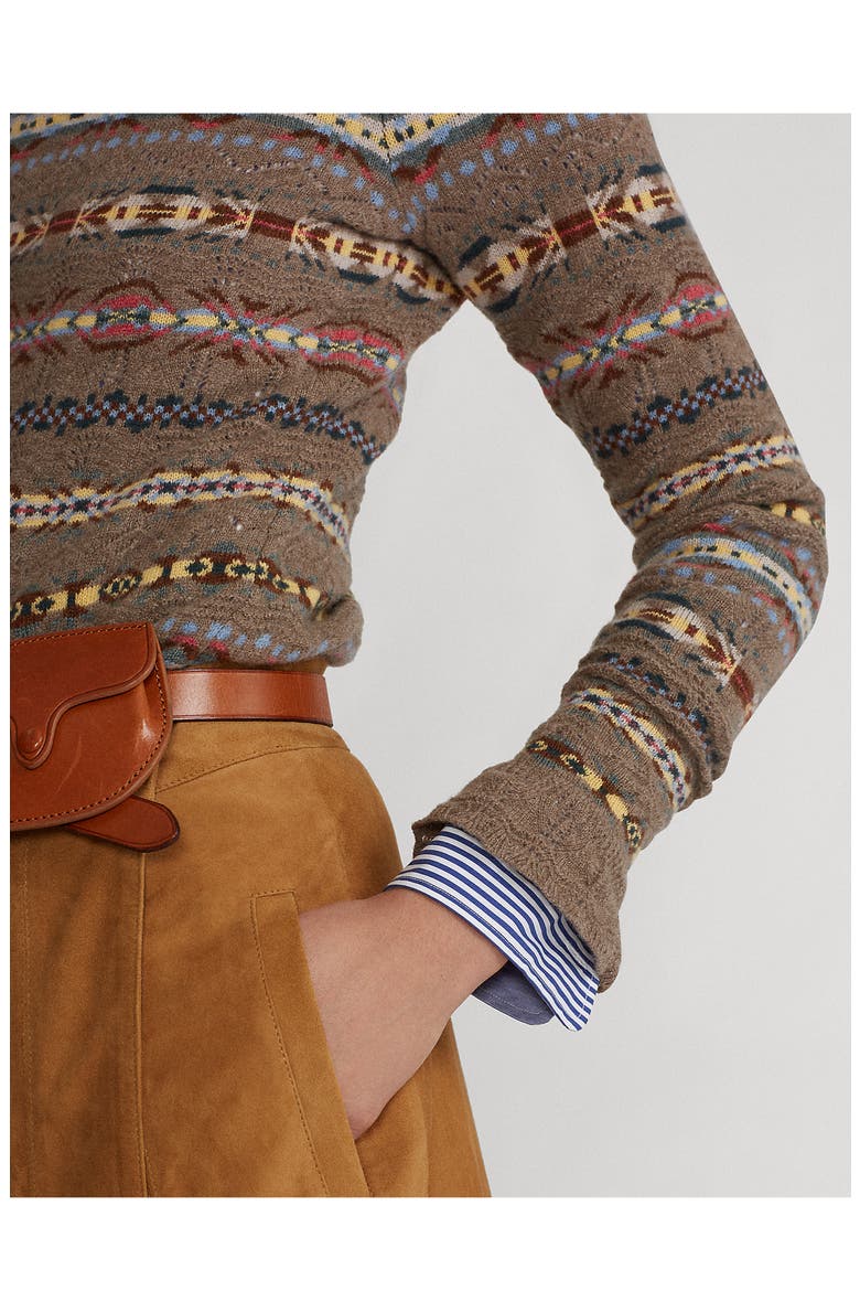 Fair Isle Wool & Cashmere Sweater, Alternate, color, CLA TAN