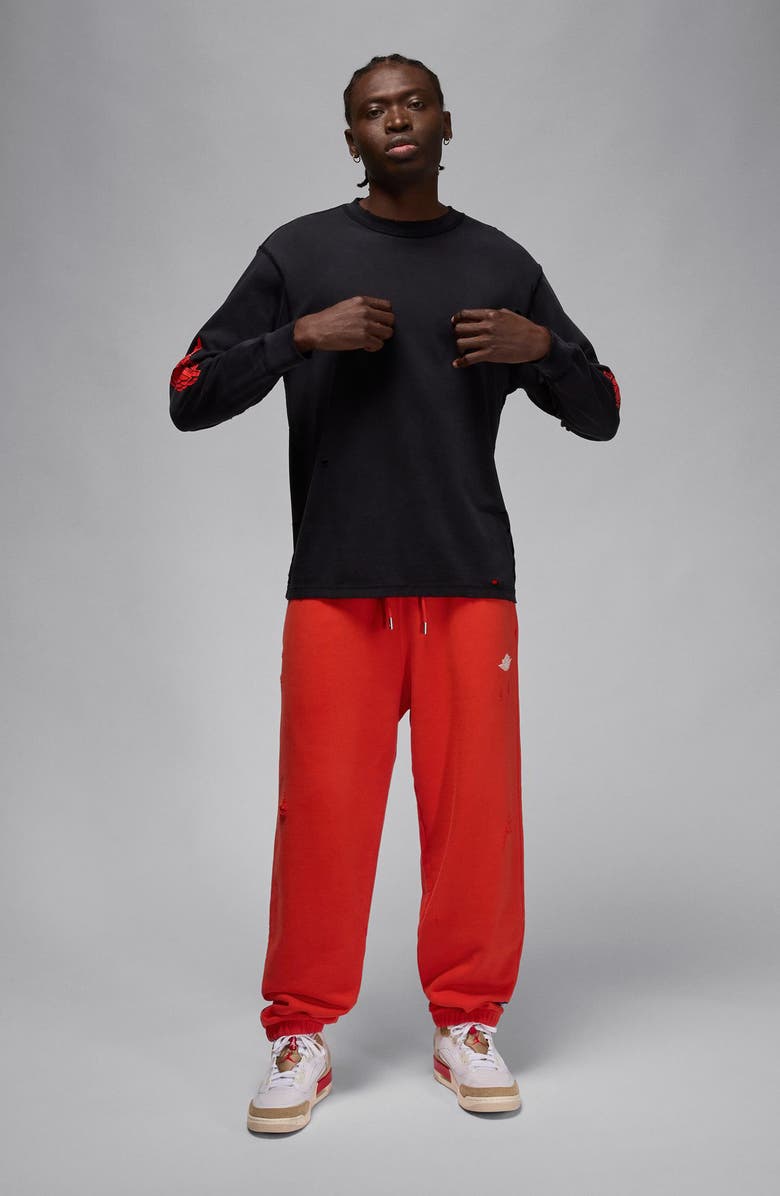 Jordan Rare Air French Terry Graphic Sweatpants, Alternate, color, Chile Red/ Sail