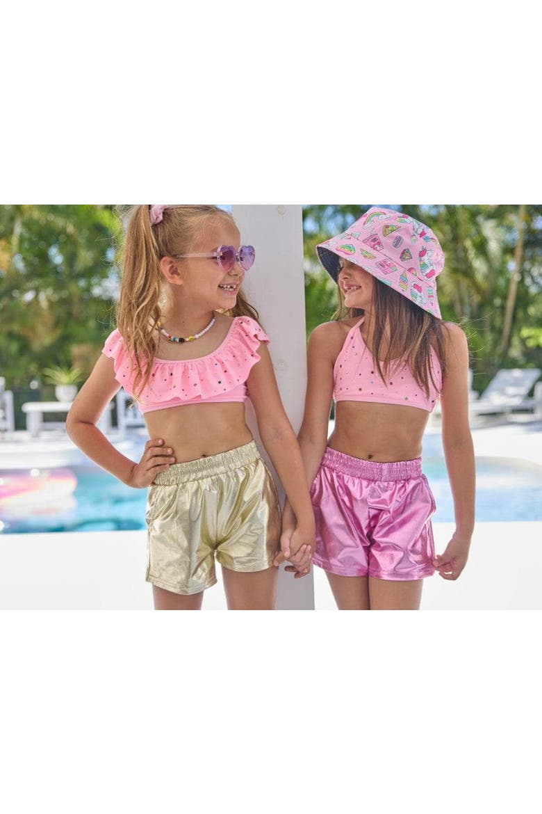 Metallic Track Shorts, Alternate, color, Pink