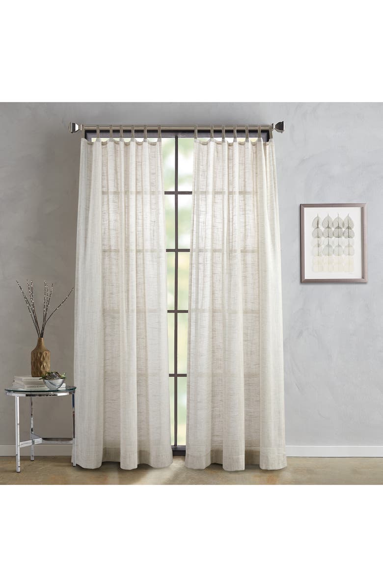DKNY Set of 2 Classic Sheer Jute Tab Curtain Panels, Alternate, color,