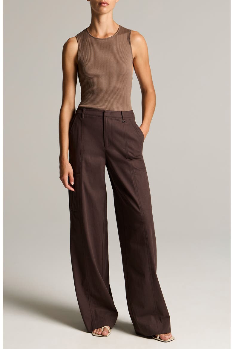 Sleeveless Cotton Rib Shell, Alternate, color, TAUPE HAZE