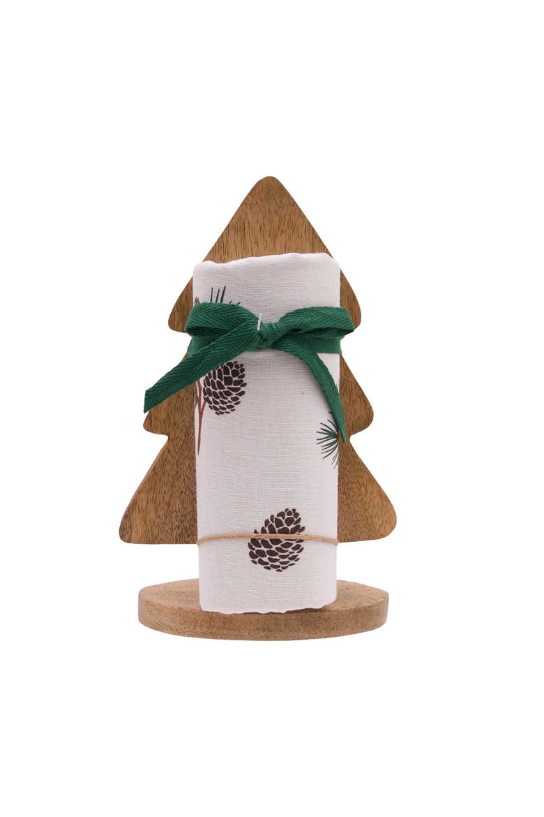 Pinecone Botanical Christmas Towel & Stand Gift Set, Alternate, color, Green