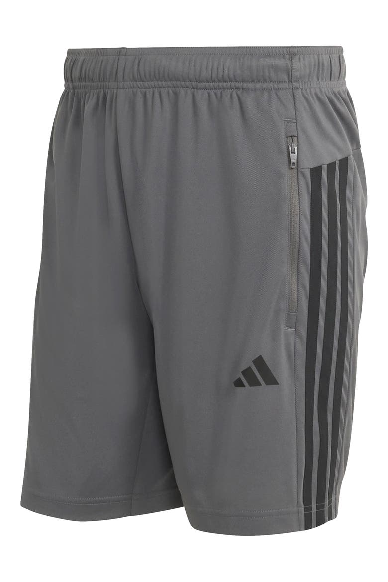 Essentials 3-Stripes Shorts, Alternate, color, GREY FIVE/ BLACK