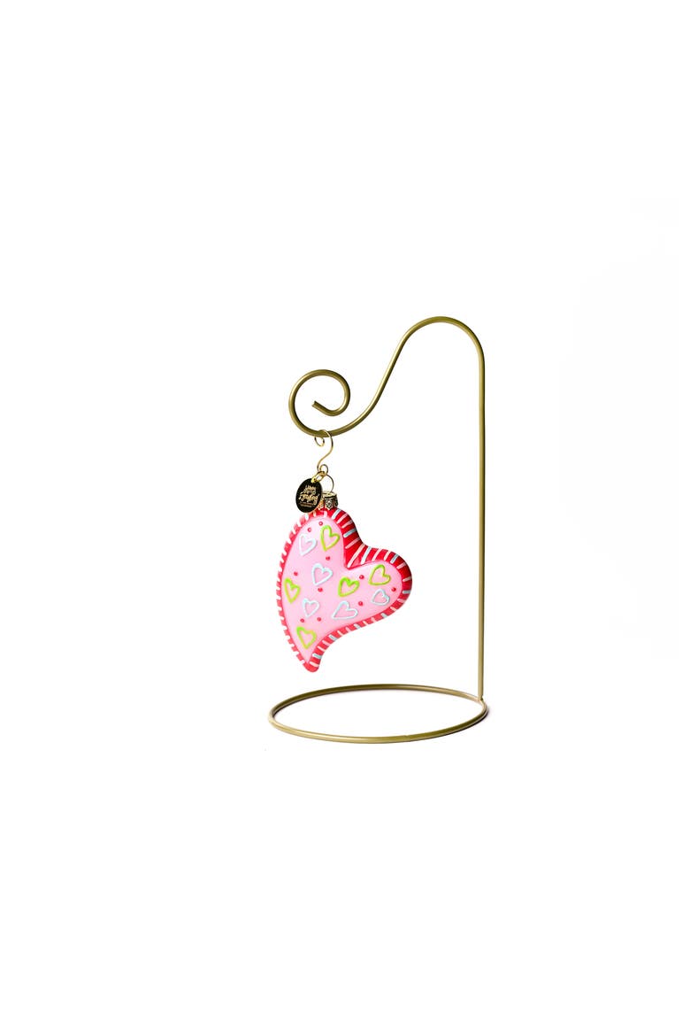 Heart Glass Shaped Ornament with Gold Stand, Main, color, Pink