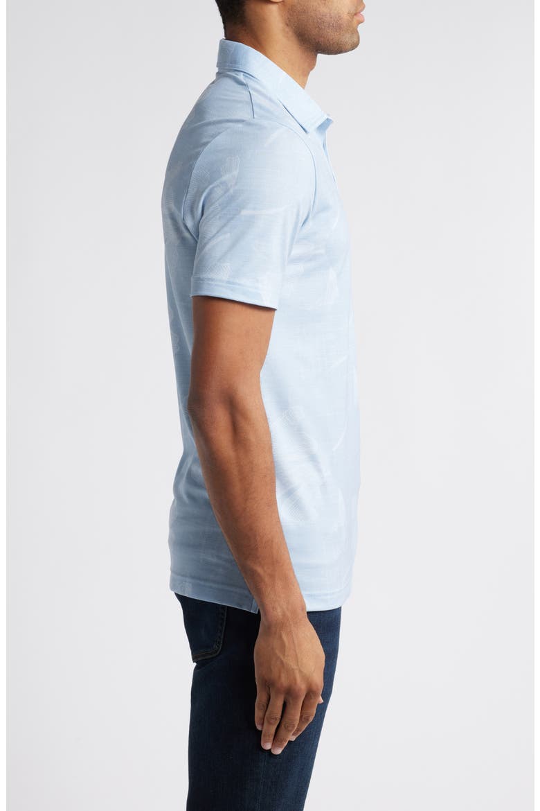 Featherweight Mist Leaf Print Polo, Alternate, color, HEATHER DUSTY BLUE