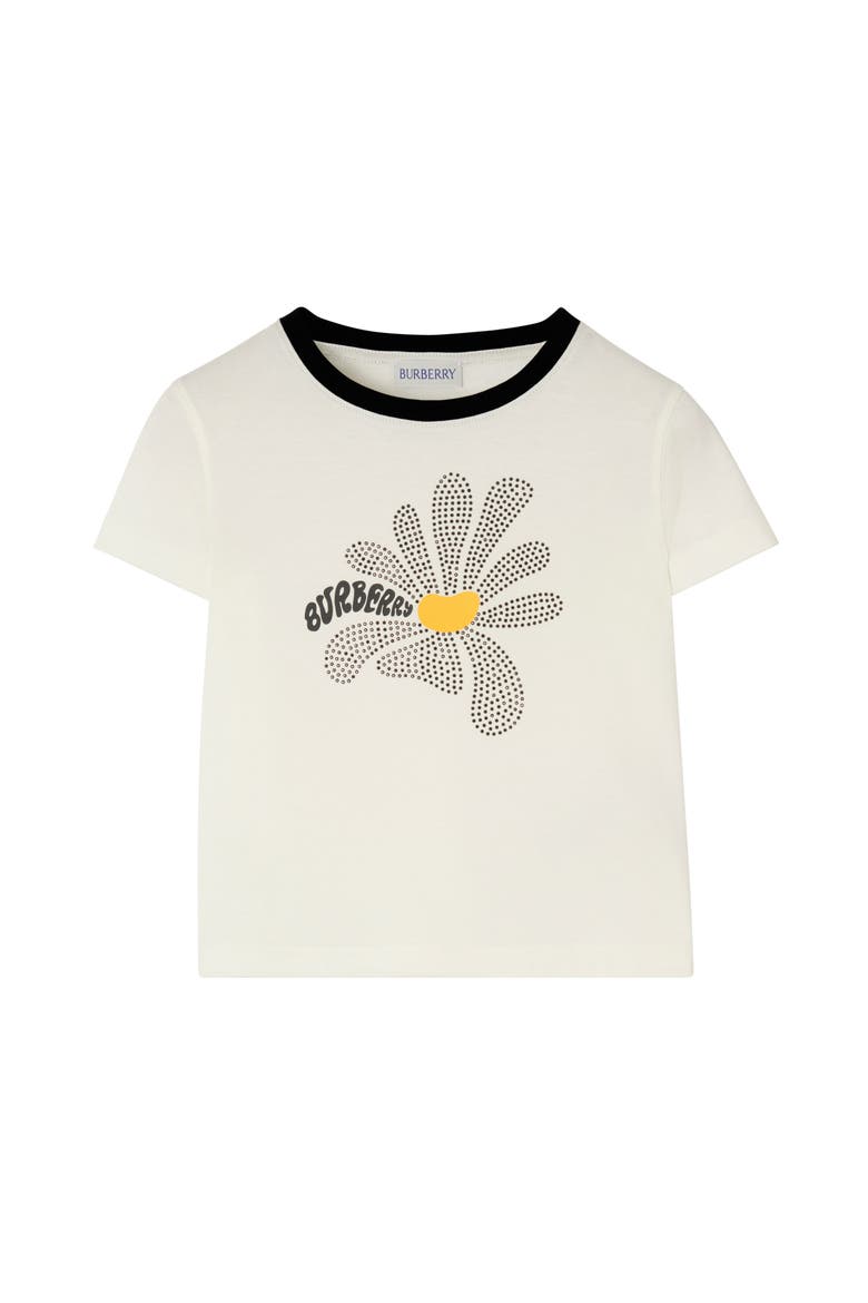 Rhinestone Daisy Cotton T-shirt, Main, color, Chalk white