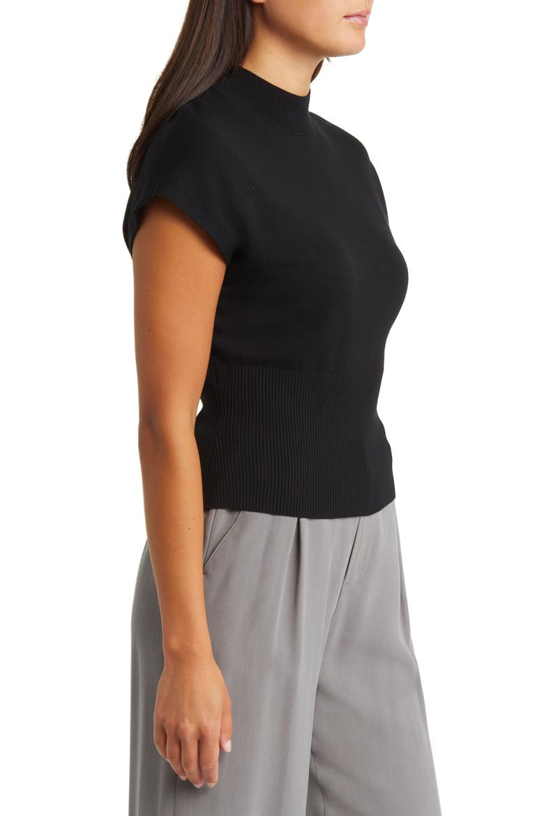 Mock Neck Rib Sweater, Alternate, color, BLACK