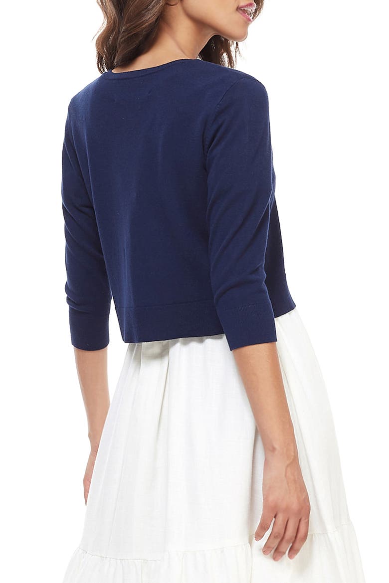 Iris Bow Placket Cardigan, Alternate, color, NAVY