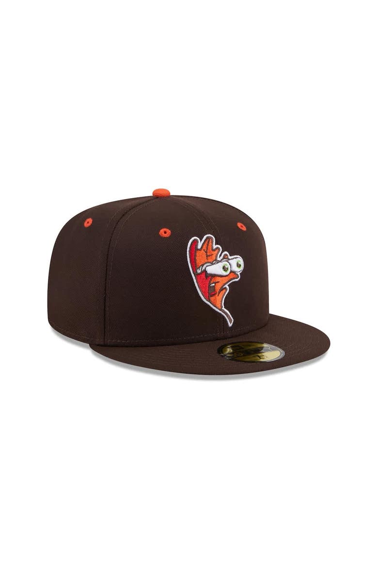 Men's New Era  Brown Hartford Yard Goats Theme Nights 59FIFTY Fitted Hat, Alternate, color, Brown
