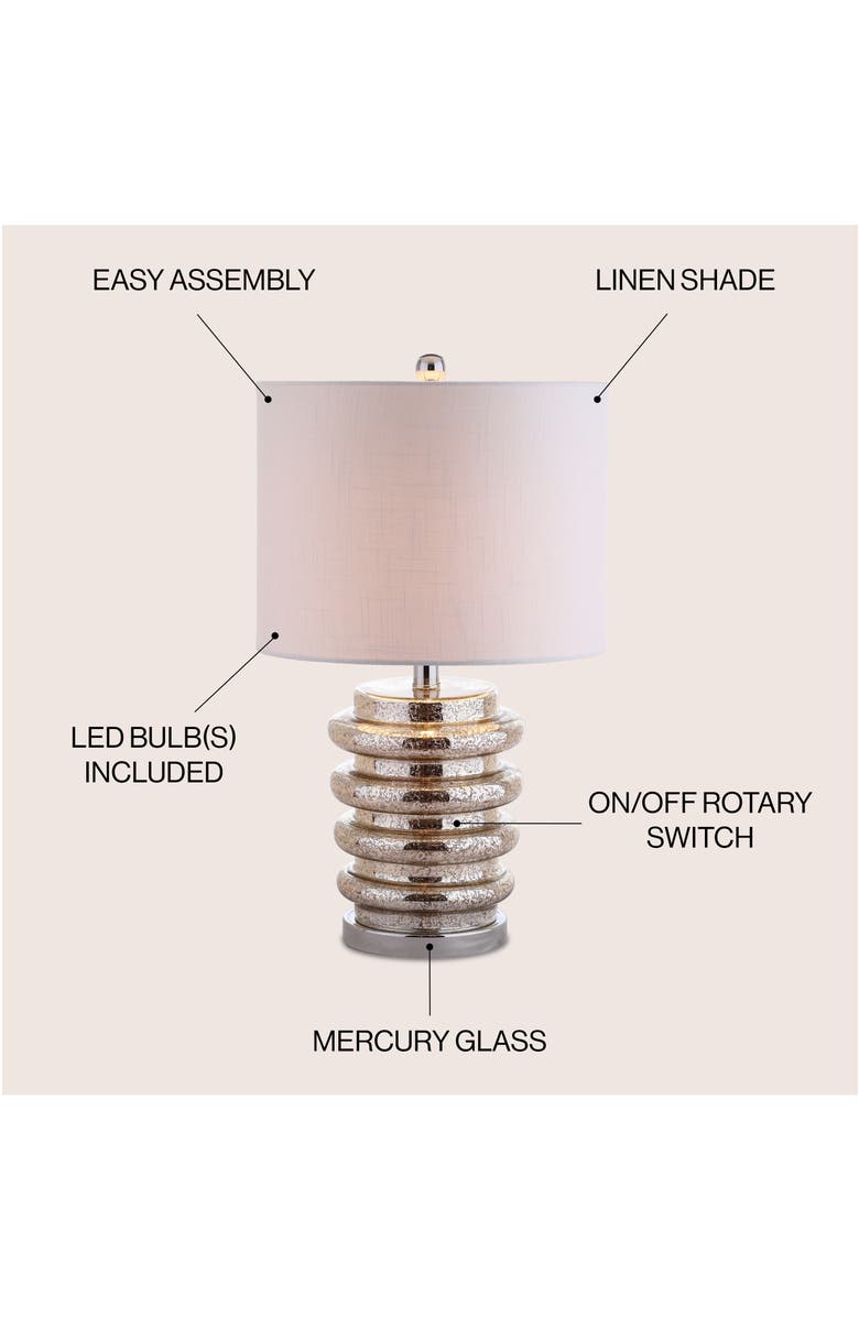 JONATHAN Y Allen 22.75" LED Glass Table Lamp, Mercury Silver, Alternate, color, 