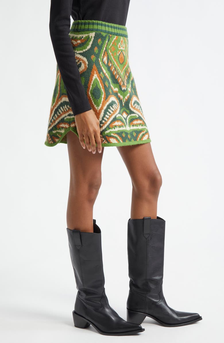 FARM Rio Pineapple Ikat Jacquard Sweater Skirt, Alternate, color, 