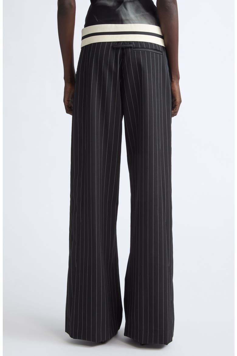 Exposed Waistband Pinstriped Wide Leg Trousers, Alternate, color, BLACK/ WHITE