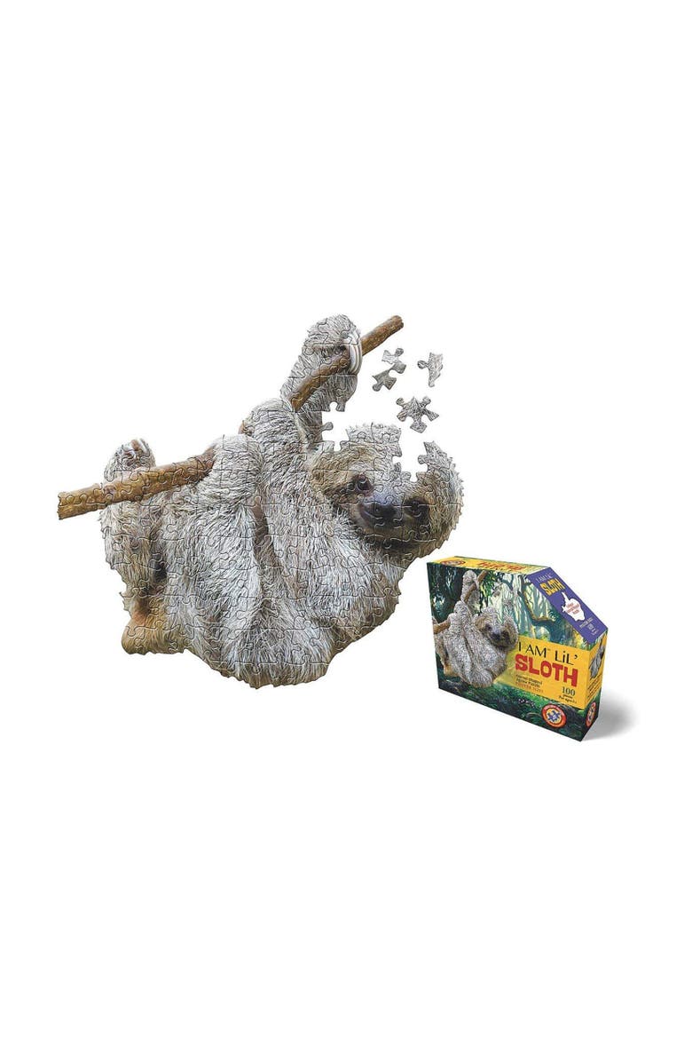 Madd Capp Junior I Am Lil Sloth 100 Pieces,Animal Shaped Jigsaw Puzzle, Main, color, Multicolored